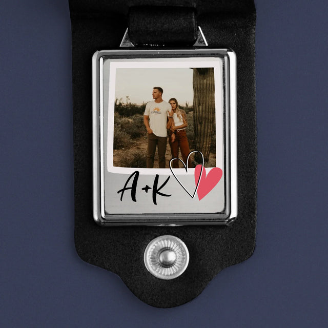 Fotokolaż: Serduszka Inicjały - Skórzany Brelok Ze Zdjęciem | SK
