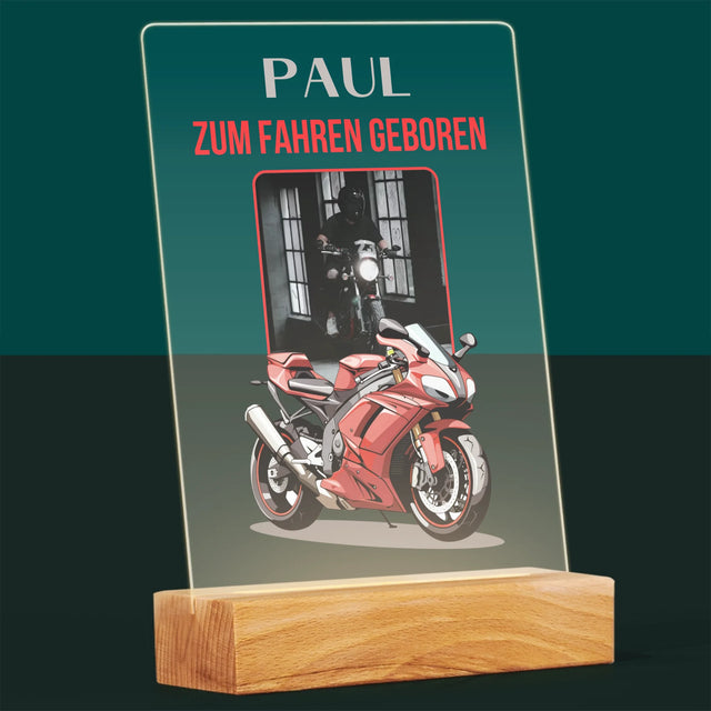 Zdjęcie I Podpis: Urodzony Do Jazdy - Wydruk Na Szkle Akrylowym | DE