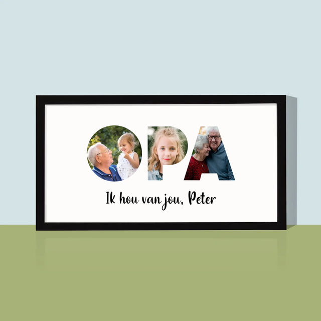 Woord Van Foto'S: Opa - Afdruk Met Frame 20X40 (Horizontaal)