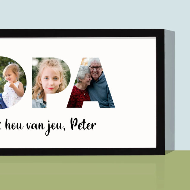 Woord Van Foto'S: Opa - Afdruk Met Frame 20X40 (Horizontaal)