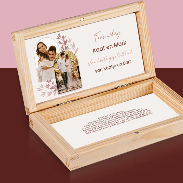 Fotocollage: Op De Trouwdag - Houten Geldkistje