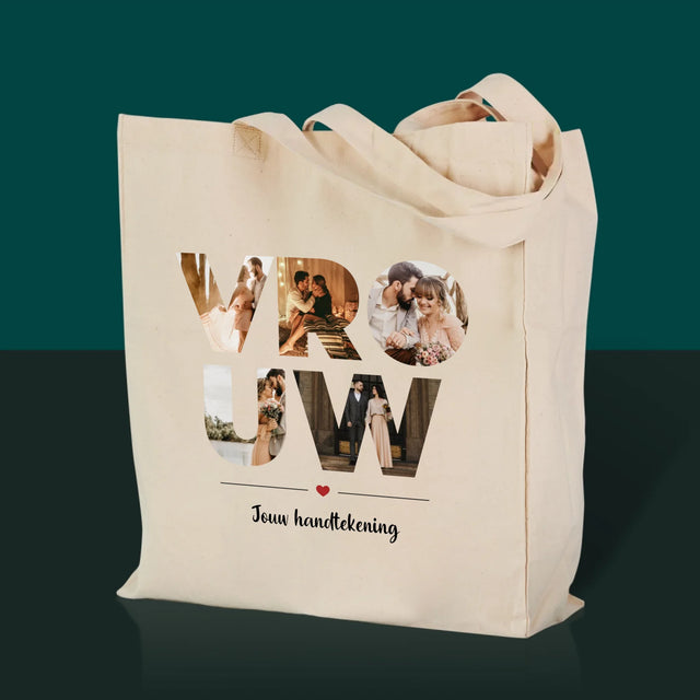 Woord Van Foto'S: Vrouw - Canvas Tas