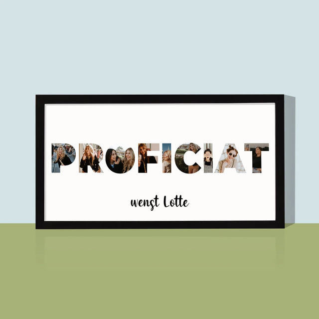 Woord Van Foto'S: Proficiat - Afdruk Met Frame 20X40 (Horizontaal)
