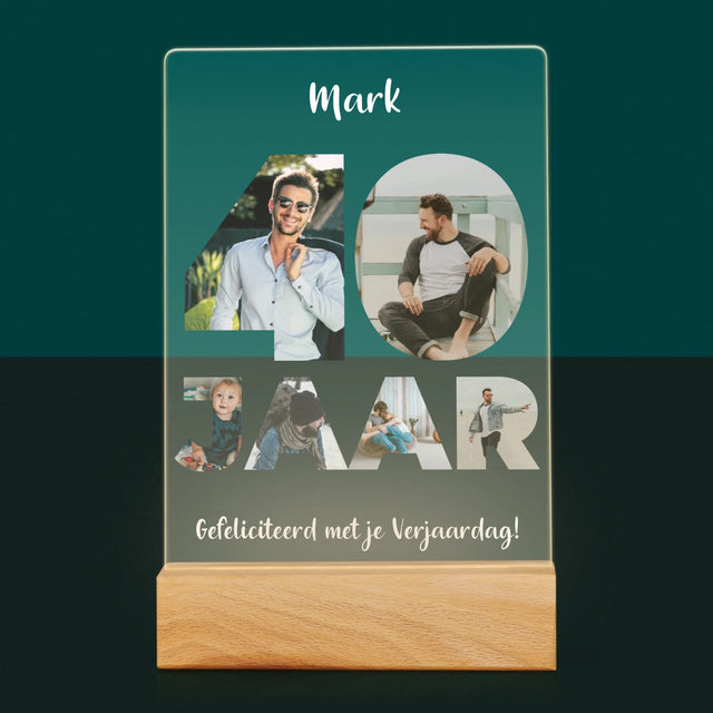 Woord Van Foto'S: 40 Jaar - Afdruk Op Acrylglas (Verticaal)