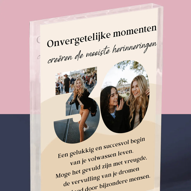 Woord Van Foto'S: 30E Verjaardag - Acryl Blok