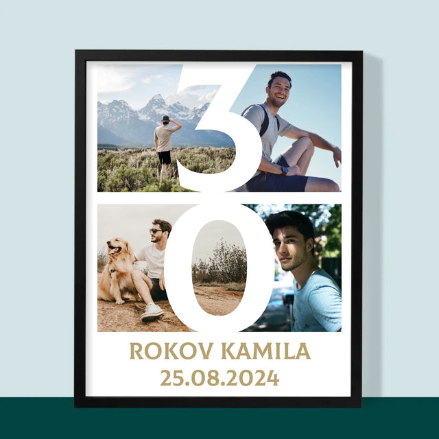 Fotokolaż: 30 Lat Cyfra Zdjęcia - Wydruk Obramowany | SK