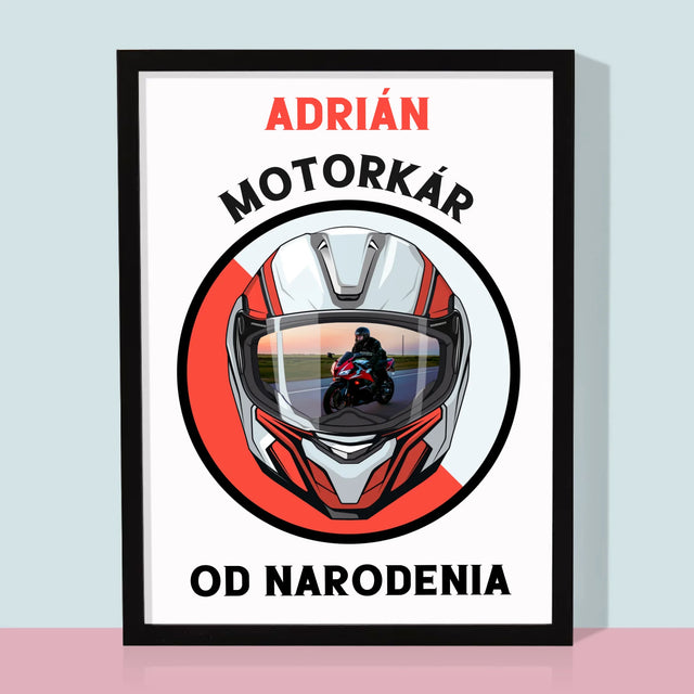 Zdjęcie I Podpis: Motocyklista Od Urodzenia - Wydruk Obramowany | SK