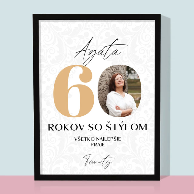 Zdjęcie i Podpis: 60 Lat z Klasą - Wydruk Obramowany | SK
