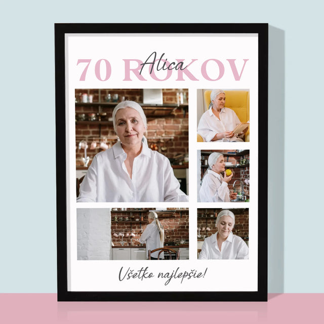 Fotokolaż: 70 Lat Wszystkiego Najlepszego - Wydruk Obramowany | SK