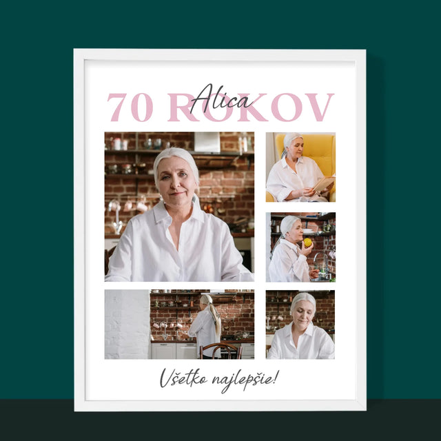 Fotokolaż: 70 Lat Wszystkiego Najlepszego - Wydruk Obramowany | SK