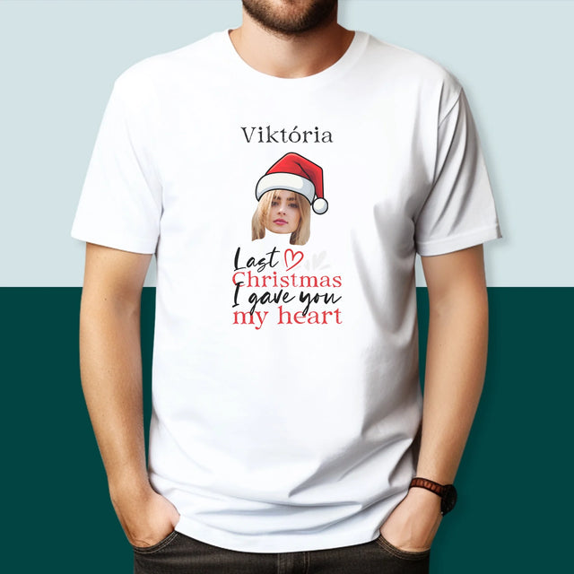 Zdjęcie I Podpis: Last Christmas I Gave You My Heart - Koszulka Męska z Nadrukiem | SK