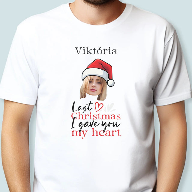 Zdjęcie I Podpis: Last Christmas I Gave You My Heart - Koszulka Męska z Nadrukiem | SK