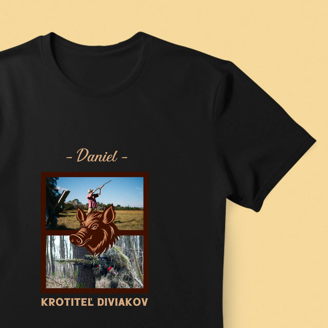 Fotokolaż: Pogromca Dzików - Koszulka Męska z Nadrukiem | SK