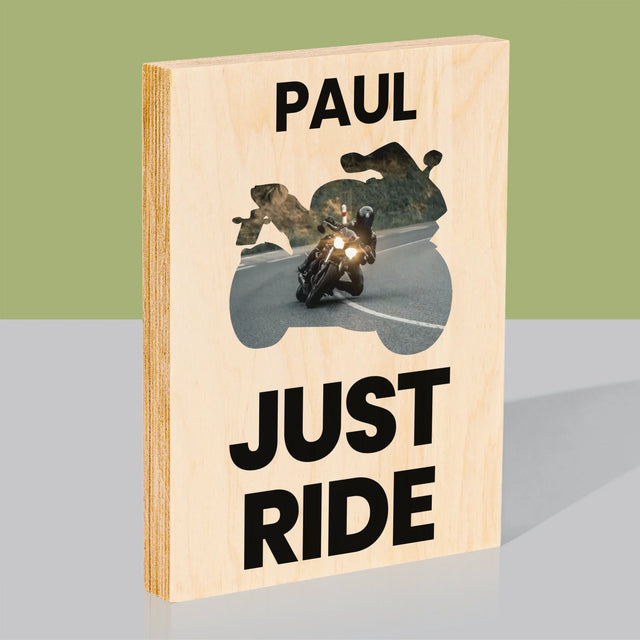 Kształt Ze Zdjęć: Just Ride - Wydruk Na Drewnie | DE