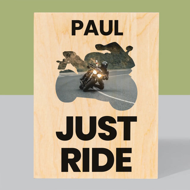 Kształt Ze Zdjęć: Just Ride - Wydruk Na Drewnie | DE