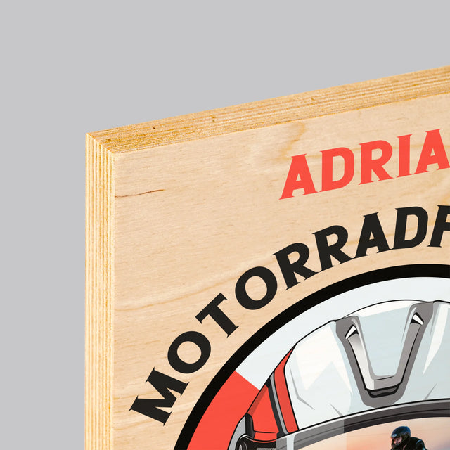 Zdjęcie I Podpis: Motocyklista Od Urodzenia - Wydruk Na Drewnie | DE