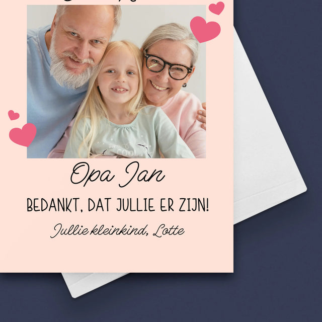 Foto En Handtekening: Bedankt, Aan De Grootuders - Wenskaart