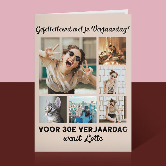 Fotocollage: Fotocollage Verjaardag - Wenskaart
