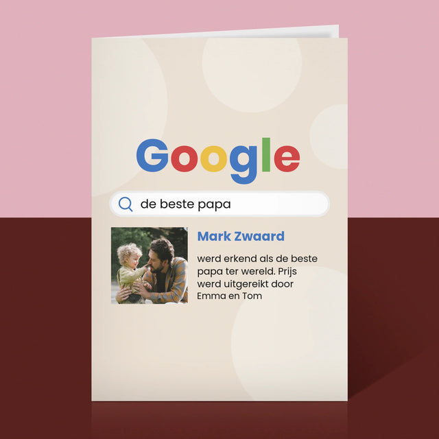 Foto En Handtekening: Beste Papa, Google-Score - Wenskaart