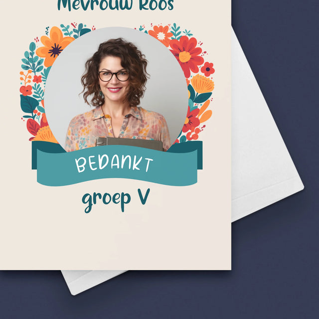 Foto En Handtekening: Bedankt, Kleuterjuf - Wenskaart