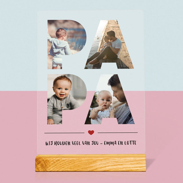 Woord Van Foto'S: Papa  - Afdruk Op Acrylglas (Verticaal)