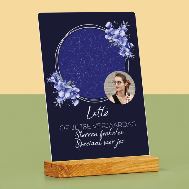 Starrenkaart: Sterrenkaart: Sterren Fonkelen Op Jouw Verjaardag - Afdruk Op Acrylglas (Verticaal)