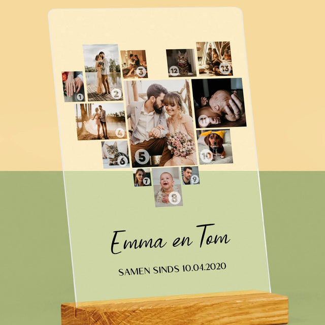 Fotocollage: Fotocollage Hart - Afdruk Op Acrylglas (Verticaal)