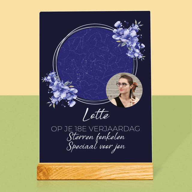 Starrenkaart: Sterrenkaart: Sterren Fonkelen Op Jouw Verjaardag - Afdruk Op Acrylglas (Verticaal)