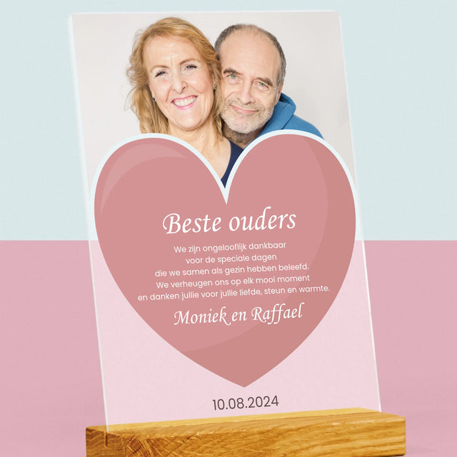 Foto En Handtekening: Beste Ouders - Afdruk Op Acrylglas (Verticaal)