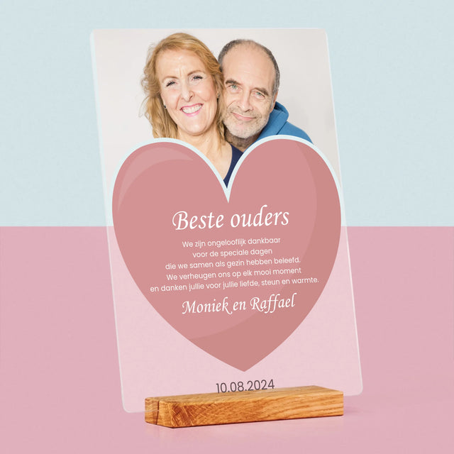 Foto En Handtekening: Beste Ouders - Afdruk Op Acrylglas (Verticaal)