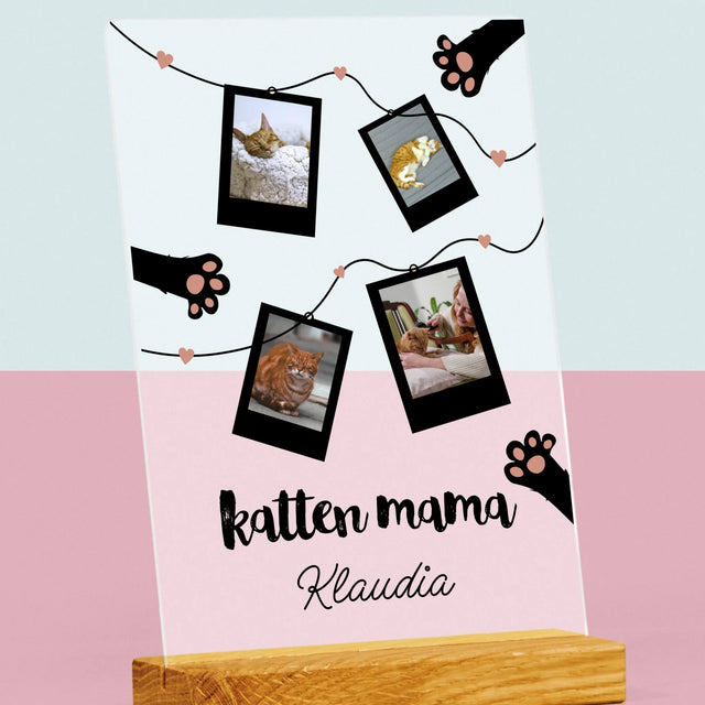 Fotocollage: Polaroid Kattenmama - Afdruk Op Acrylglas (Verticaal)