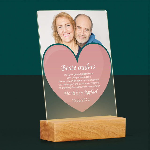 Foto En Handtekening: Beste Ouders - Afdruk Op Acrylglas (Verticaal)