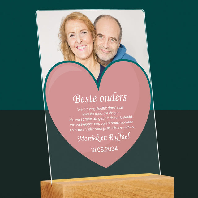Foto En Handtekening: Beste Ouders - Afdruk Op Acrylglas (Verticaal)