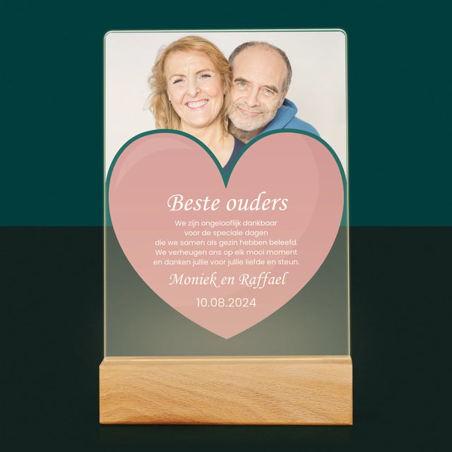 Foto En Handtekening: Beste Ouders - Afdruk Op Acrylglas (Verticaal)
