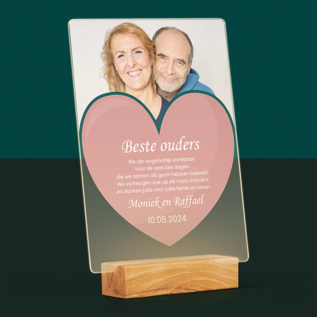 Foto En Handtekening: Beste Ouders - Afdruk Op Acrylglas (Verticaal)
