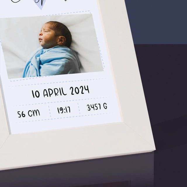 Geboorteakte Van Kind: Metriek Hartje Voor Jongen - Fotokader (Horziontaal)