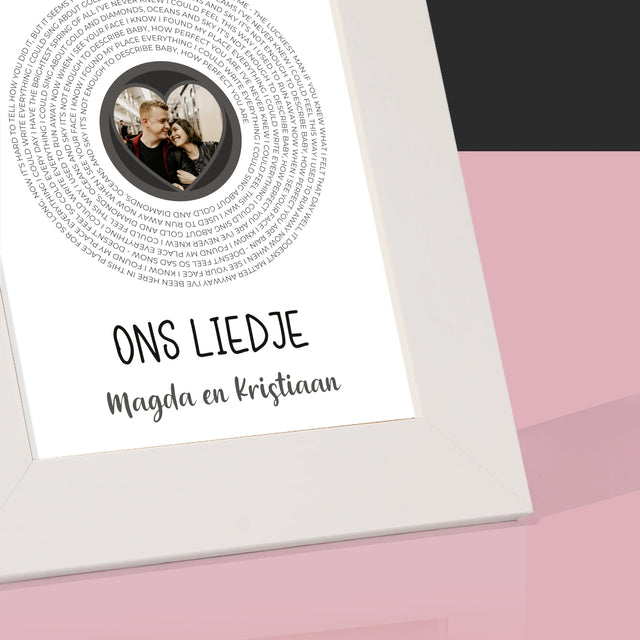 Foto En Handtekening: Ons Liedje Met Tekst - Fotokader (Horziontaal)