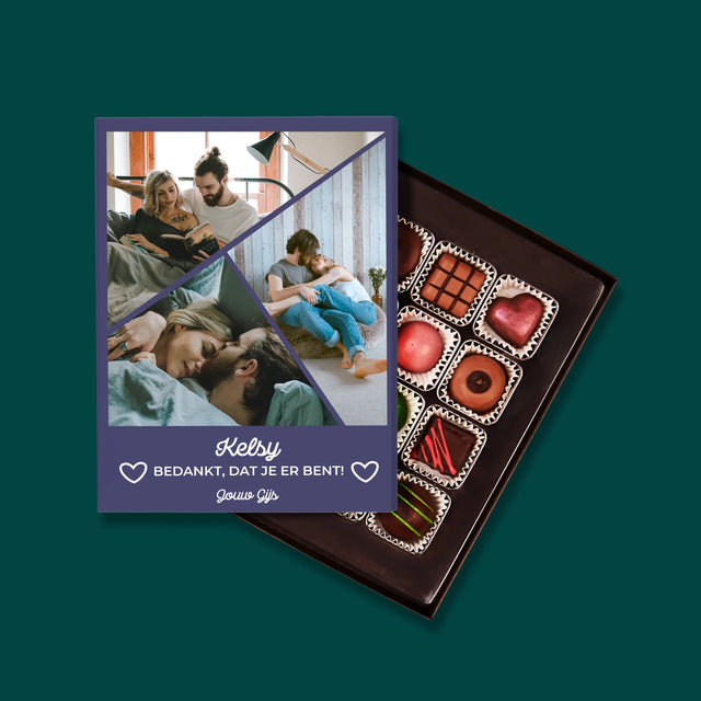 Fotocollage: Bedankt, Dat Je Er Bent - Pralines