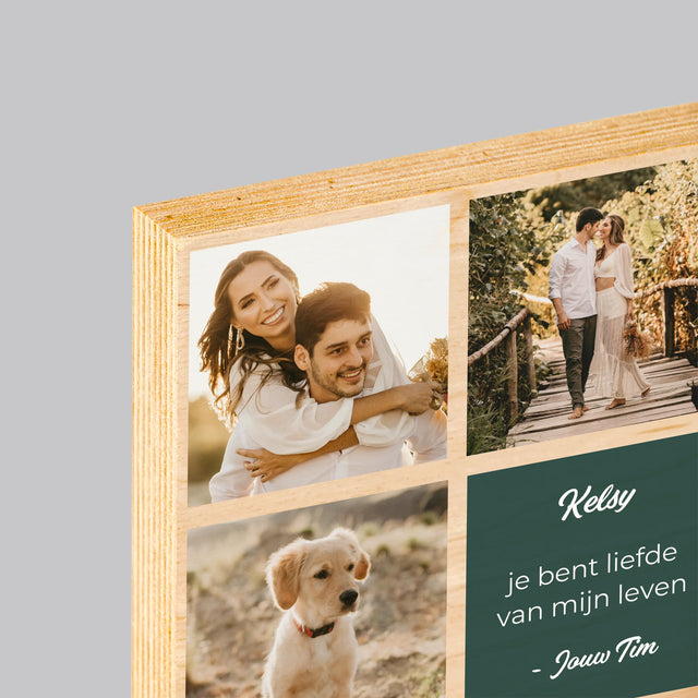 Fotocollage: Liefde Collage - Afdruk Op Hout (Verticaal)