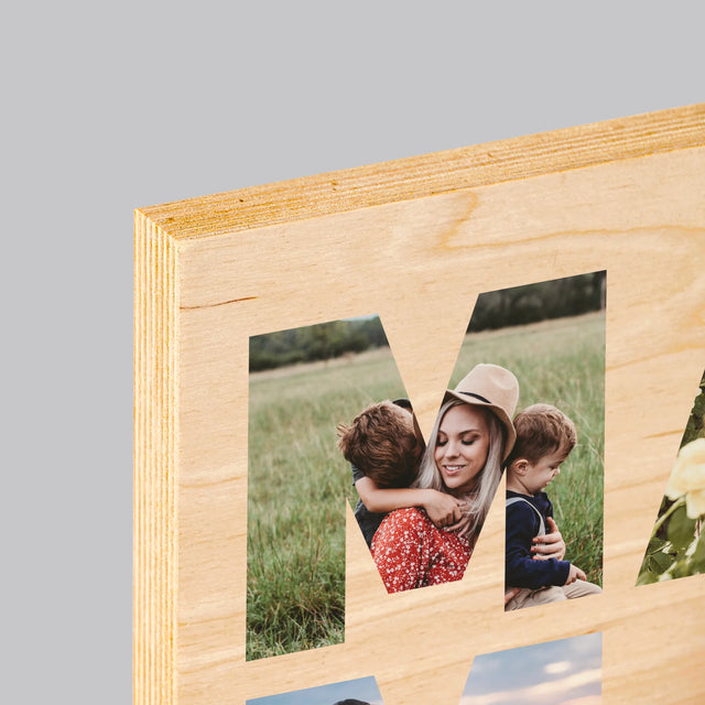 Woord Van Foto'S: Mama - Afdruk Op Hout (Verticaal)
