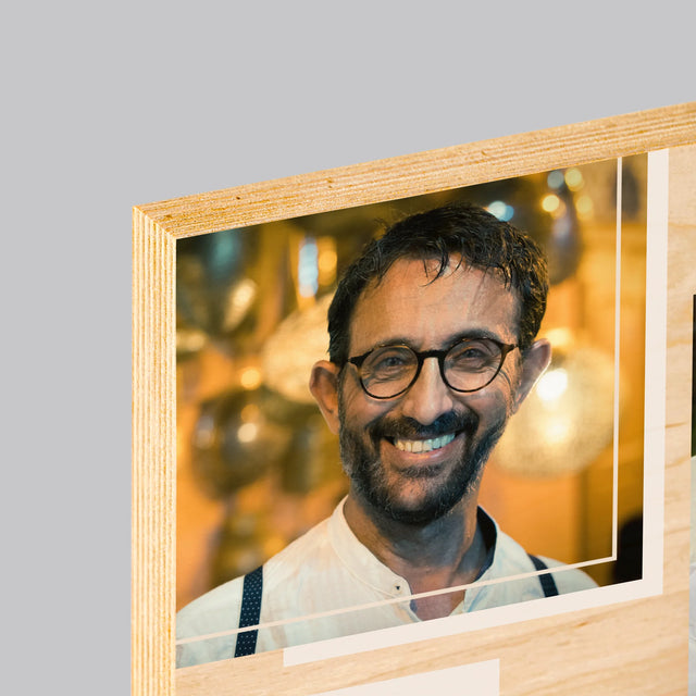 Fotocollage: Het Leven Begint Bij 50 - Afdruk Op Hout (Verticaal)