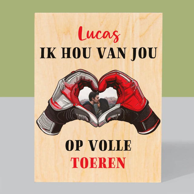Foto En Handtekening: Ik Hou Van Jou Op Volle Toeren - Afdruk Op Hout (Verticaal)