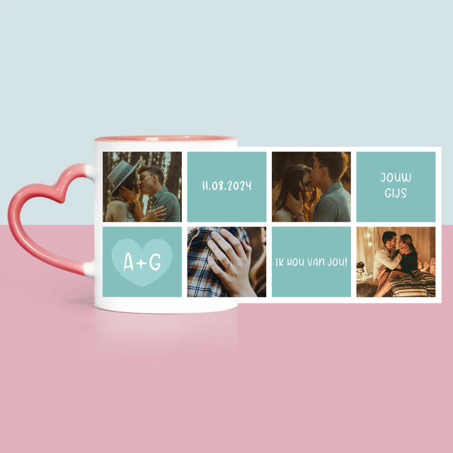 Fotocollage: Initialen Ik Hou Van Jou - Mok