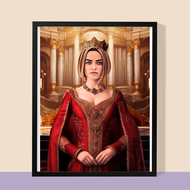 Koninklijk Portret: Koningin - Afdruk Met Frame 30X40 (Verticaal)