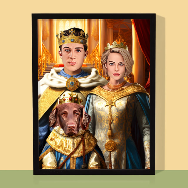 Koninklijk Portret: Heersers Met Huisdier - Afdruk Met Frame 30X40 (Verticaal)