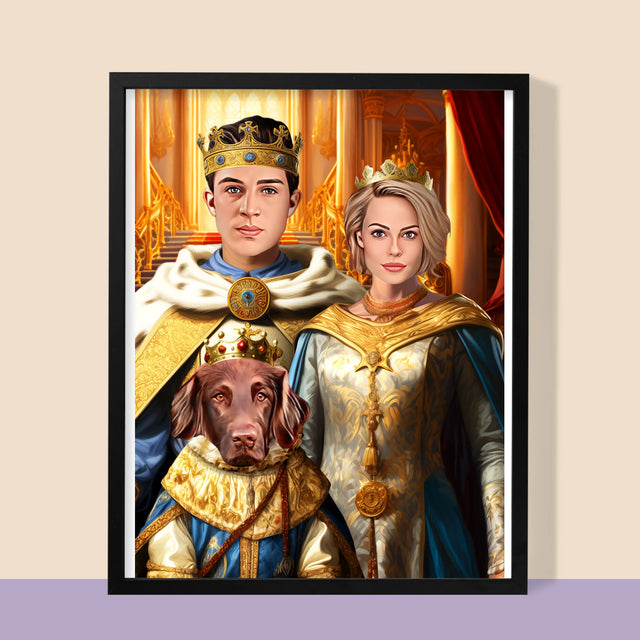 Koninklijk Portret: Heersers Met Huisdier - Afdruk Met Frame 30X40 (Verticaal)