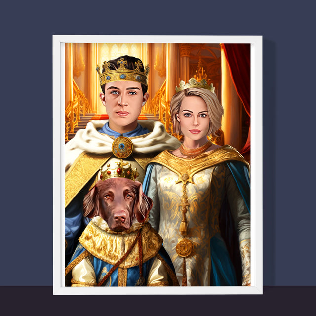 Koninklijk Portret: Heersers Met Huisdier - Afdruk Met Frame 30X40 (Verticaal)