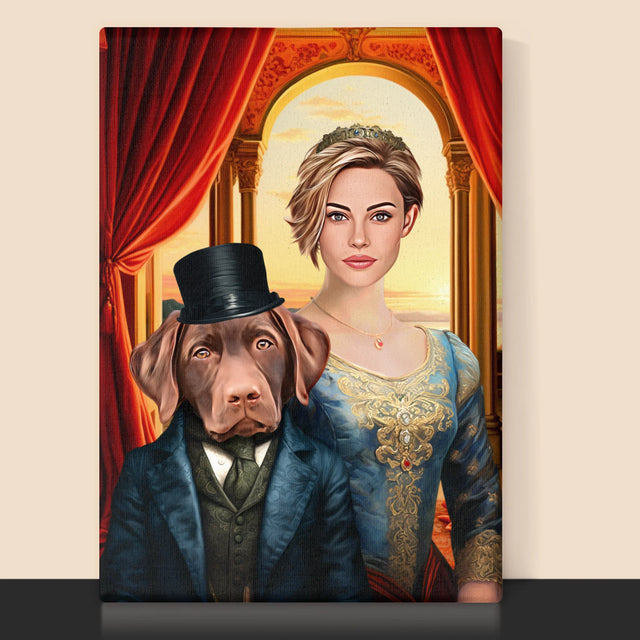 Koninklijk Portret: Hertogin Met Huisdier - Afdruk Met Frame 30X40 (Verticaal)