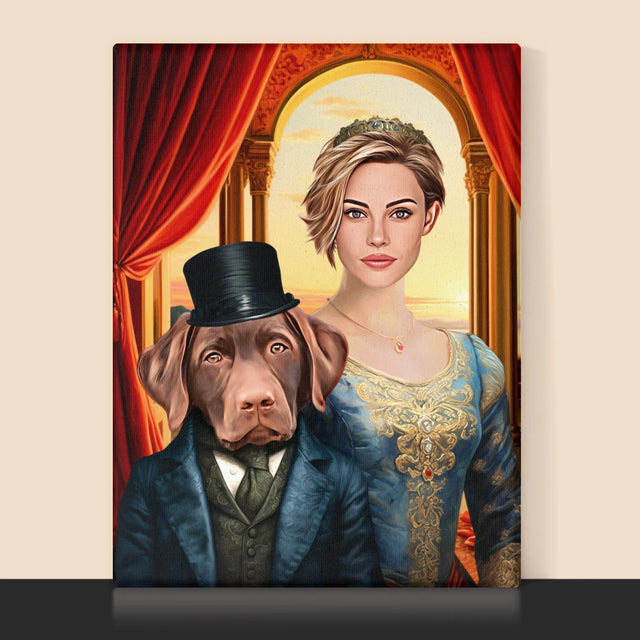 Koninklijk Portret: Hertogin Met Huisdier - Afdruk Met Frame 30X40 (Verticaal)