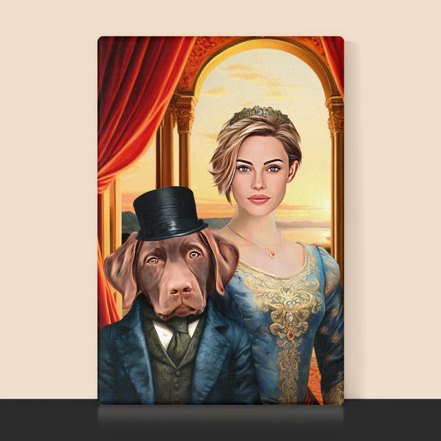 Koninklijk Portret: Hertogin Met Huisdier - Afdruk Met Frame 30X40 (Verticaal)